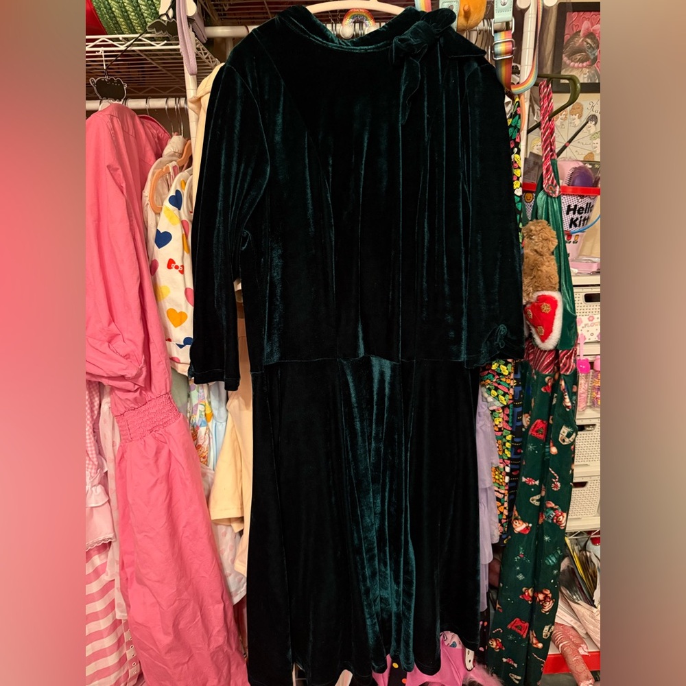 Unique Vintage Velvet Dress in Forest Green